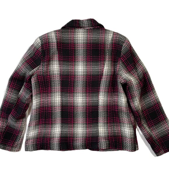 Kim Rogers Plaid Blazer Pink Black Gray Classic Tailored Lined Size 12P - Picture 6 of 15